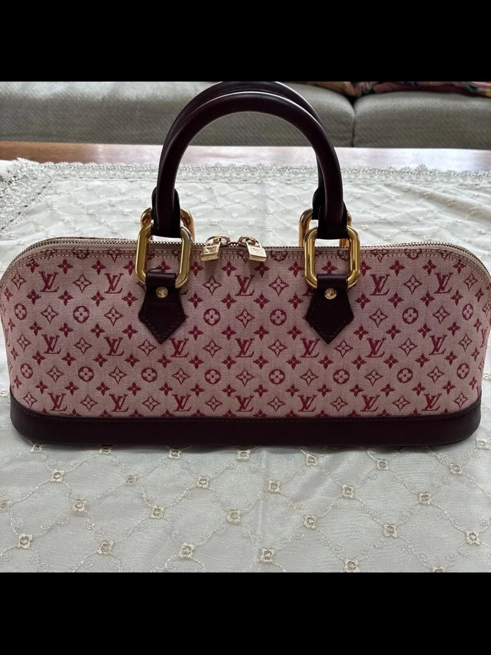 Louis Vuitton Pink and Dark Brown Monogram Satchel